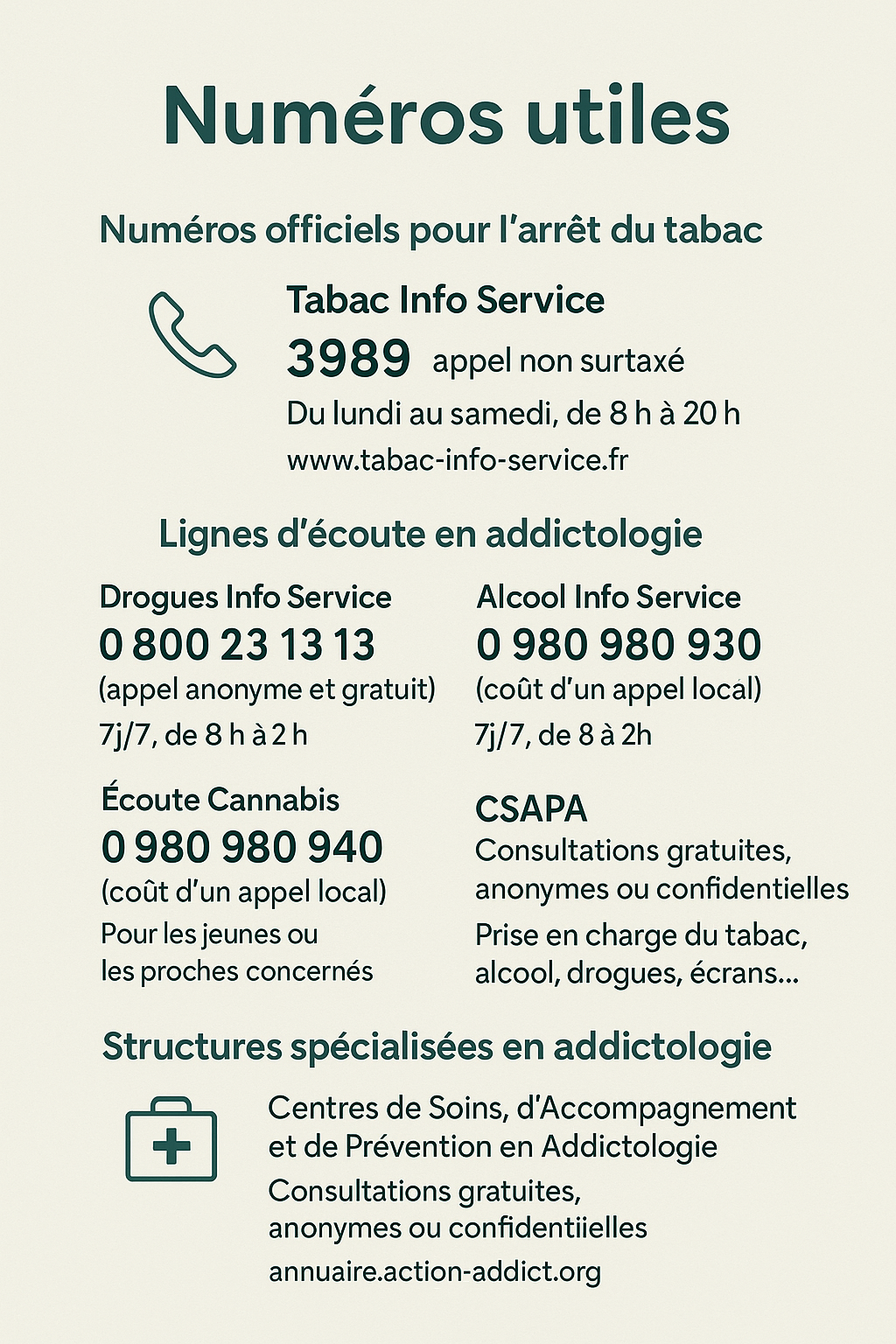 numéros de téléphones utiles pour l'arrêt du tabac